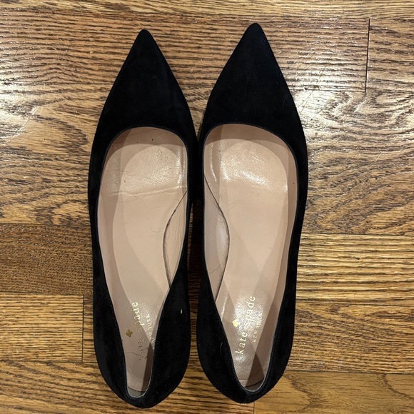 Kate Spade Black Suede Pointed Kitten Heels - Picture 1 of 7